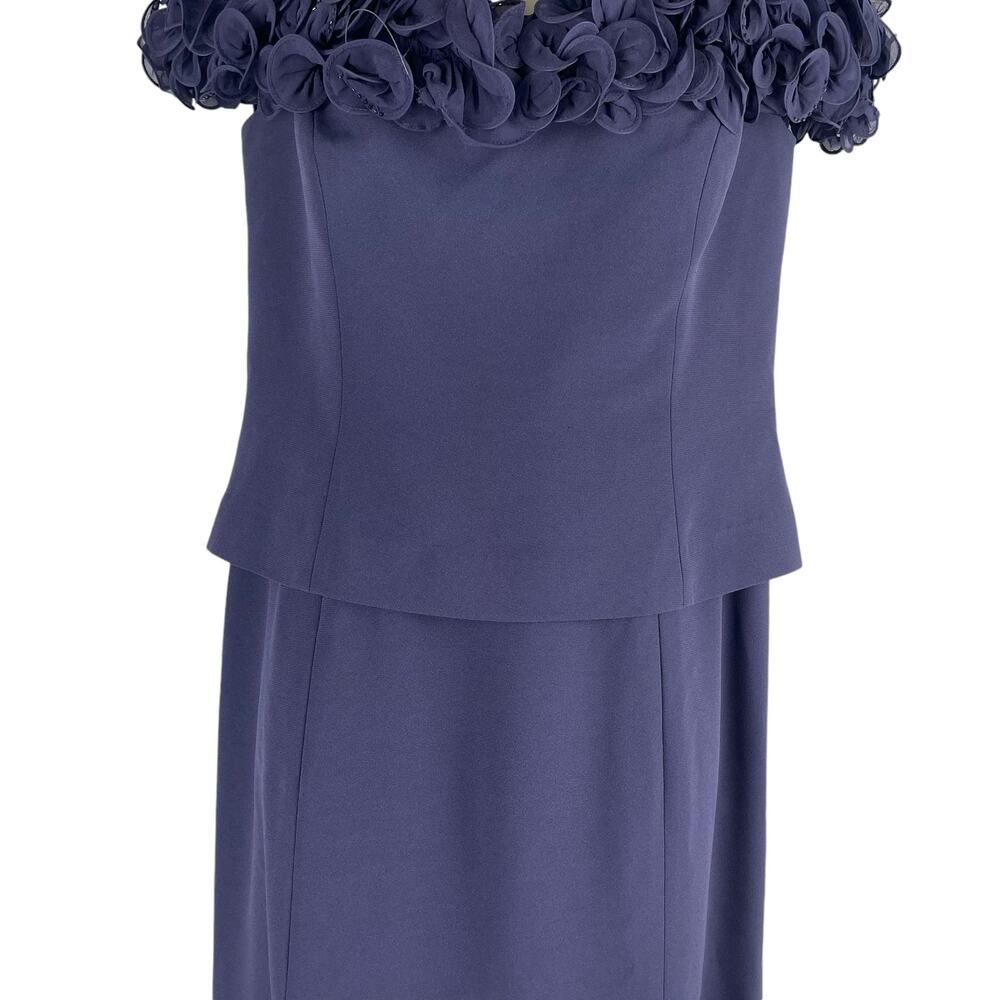 Daymor Floral Applique Off the Shoulder Evening Gown Purple Size 8 - Picture 4 of 13
